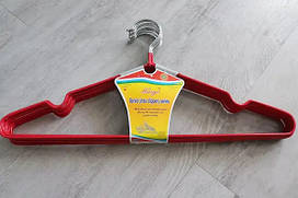 Набір вішалок металевих c гумовим покриттям 10шт червоний