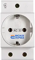 Розетка на DIN-рейку АСКО-УКРЕМ AC30 2Р+РЕ с заземлением белый (A0150010104)