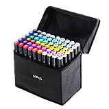 Якісний Набір скетч маркерів 60 кольорів | Двосторонні маркери для малювання і скетчинга в сумці AN, фото 5
