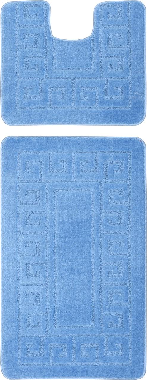 Набор ковриков для ванной и туалета Relana Elana Ethnic 60x100+60x50 см темно голубой - фото 1 - id-p1661855206