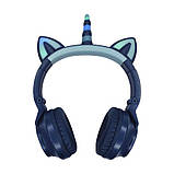 Бездротові LED навушники єдиноріг з котячими вушками / Бездротові навушники єдиноріг / Дитячі навушники, фото 7