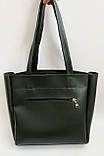 Жіноча сумка шоппер на блискавці зеленого кольору, фото 5