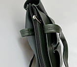 Жіноча сумка шоппер на блискавці зеленого кольору, фото 3