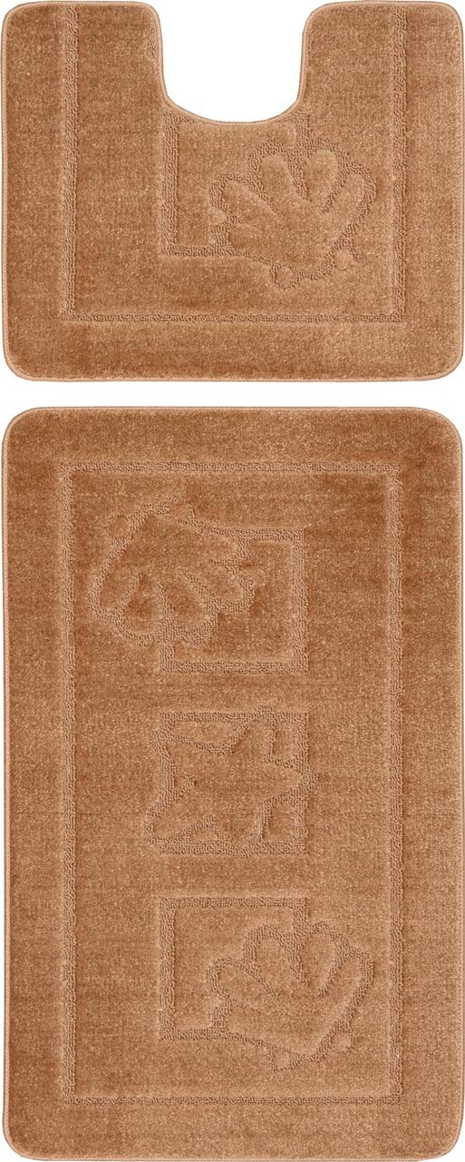 Набор ковриков для ванной и туалета Relana Elana Maritime 60x100+60x50 см светло коричневый - фото 1 - id-p1661855217