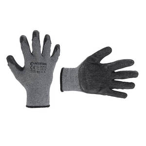 Рукавичка трикотажна сіра, покрита чорним спіненим латексом, 10" INTERTOOL SP-0115