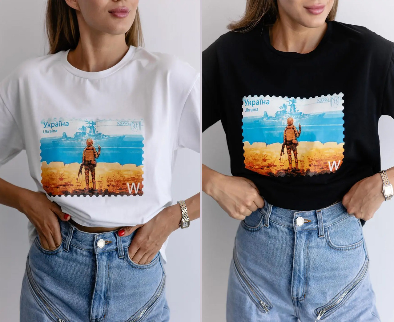 Жіноча бавовняна футболка з принтом вільного крою патріотична З МАРКОЮ, Патріотичні жіночі футболки, фото 1