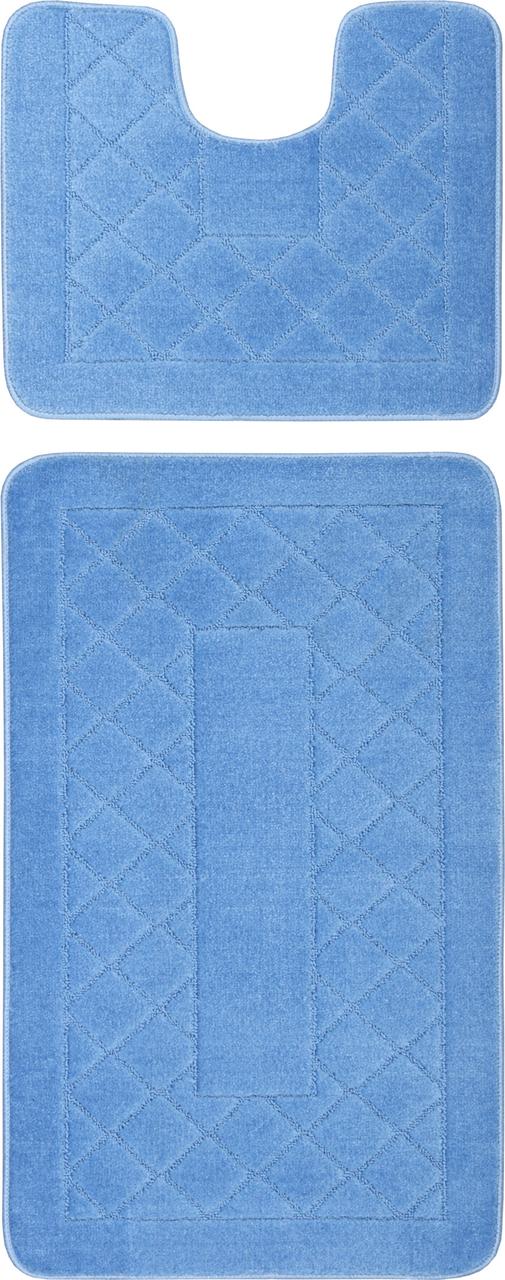 Набор ковриков для ванной и туалета Relana Elana 8506 60x100+60x50 см темно голубой - фото 1 - id-p1661855230