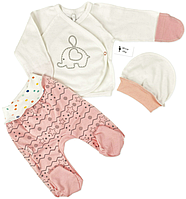 Комплект одежды детский 3 ед. для девочки RoyalBaby Слоники на рост 62, 0-6 мес