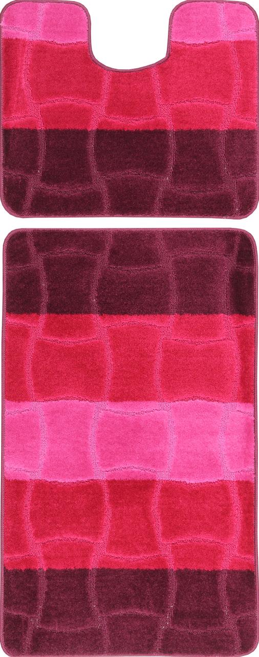 Набор ковриков для ванной и туалета Relana Elana Sariyer 60x100+60x50 см вишневый баклажановый - фото 1 - id-p1661855252