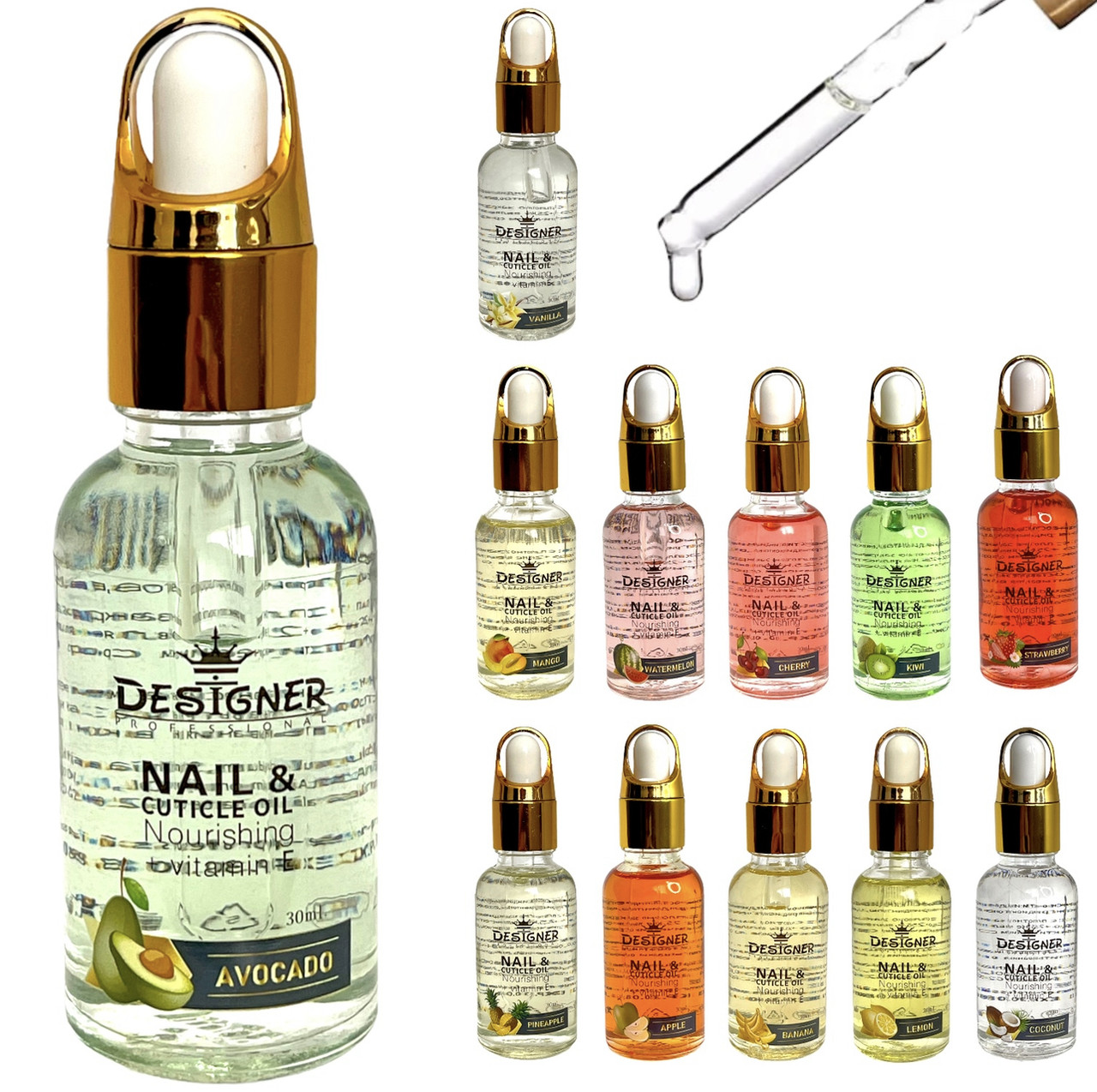 Зміцнююча олія для нігтів та кутикули з вітаміном Е Дизайнер / з піпеткою, 30 мл, фото 1