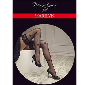 Панчохи 20 ден на основі мікросіточки з мереживом на силіконі Marilyn Patrizia Gucci 20 чорного кольору розміру 1/2