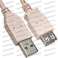 Шнур USB, штекер A - гнездо А, Vers. 2.0, диам.-4,5мм, 5м, бежевый