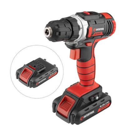 Дриль-шурупокрут акумуляторний Li-Ion 18 В, 25 Nm, 0-400/0-1500 об/хв, 2x2.0 Аг INTERTOOL WT-0314, фото 1