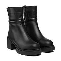 Ботинки женские кожаные черные на удобном каблуке с молнией Guero 40 38 36 39