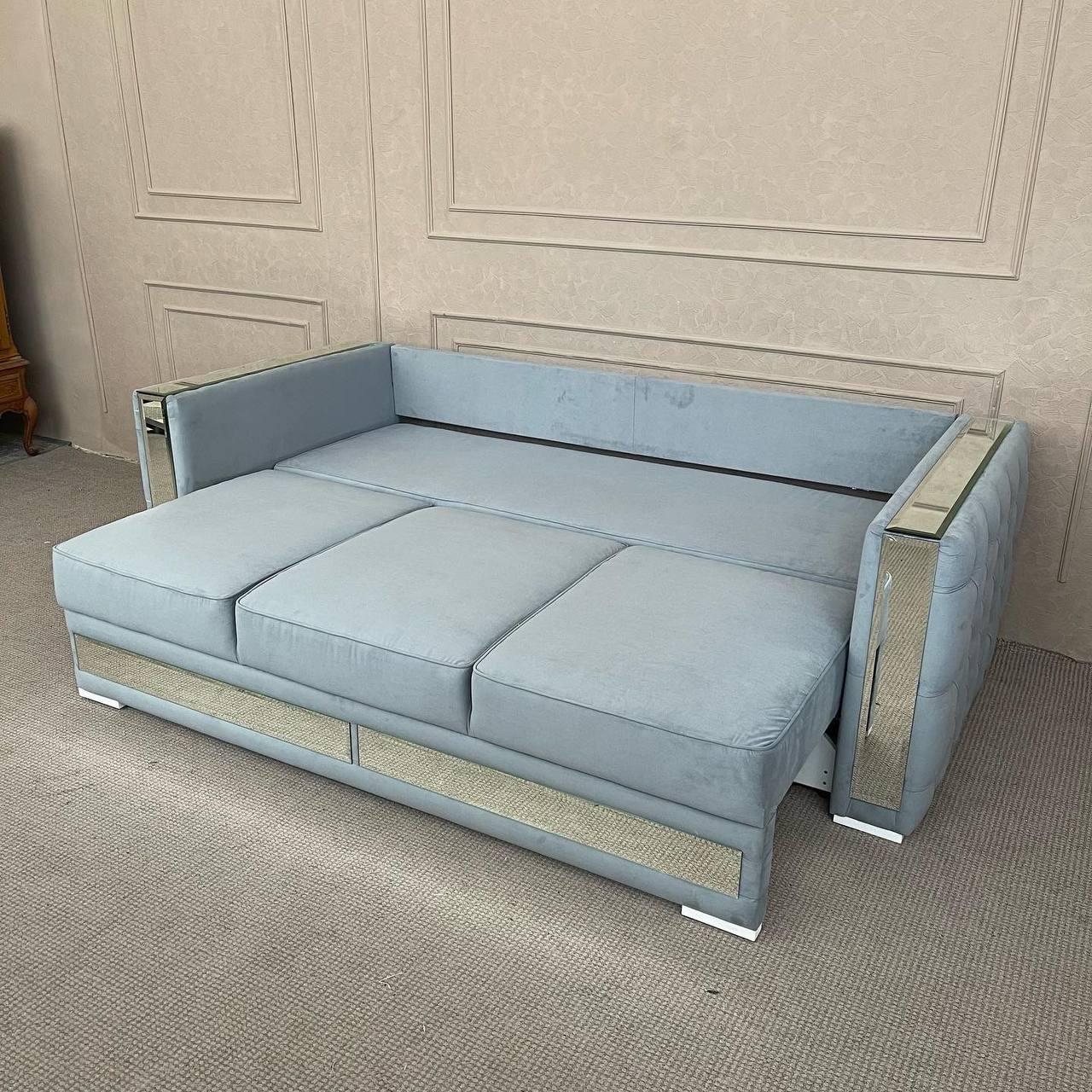 Розкладний диван з нішею в сірому кольорі - фото 8 - id-p1661874743