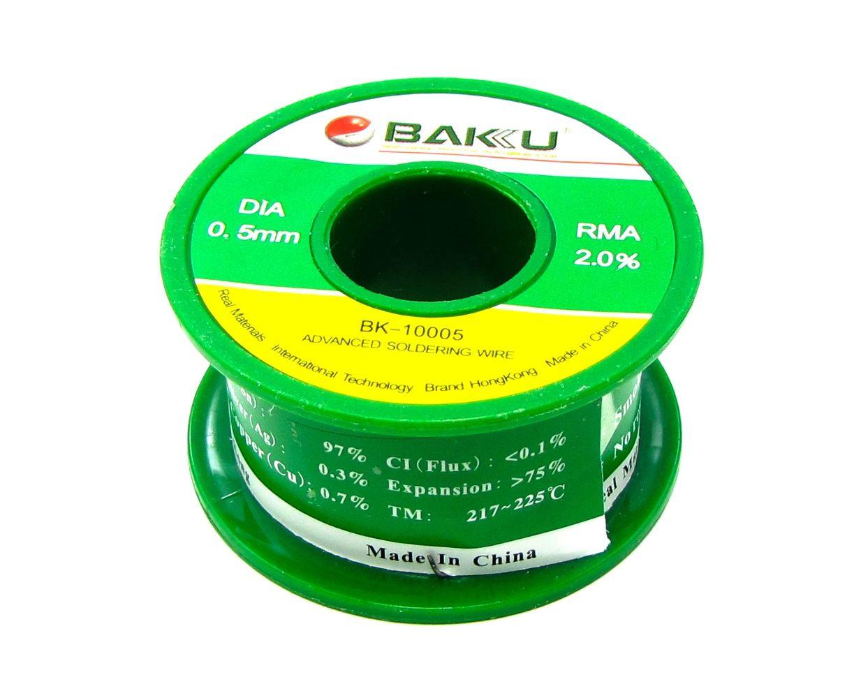 Припій BAKU BK-10005 (0.5 мм, Sn 97%, Ag 0.3%, Cu 0.7%, rma 2%)