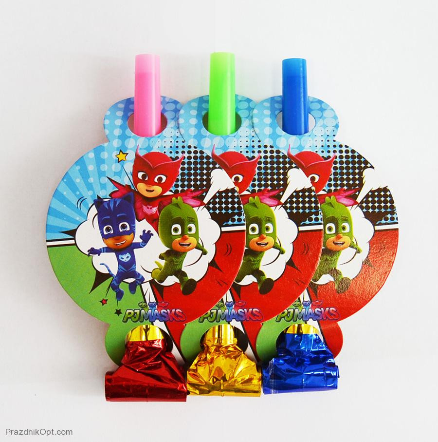 Язички з декором "Герої в масках", 6 шт, Набор дудочек "Герои в масках", фото 1