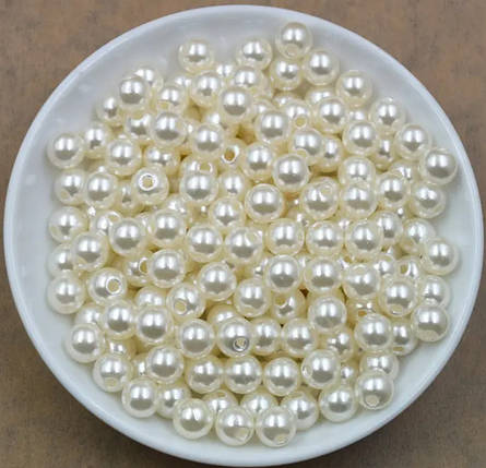 Перламутрові намистини під перли 4 мм, кремові (5 грам), фото 2
