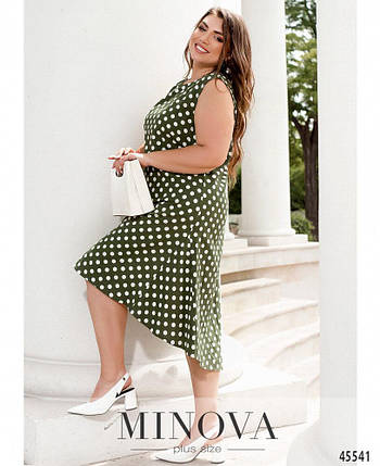 Стильне жіноче плаття в горошок Тканина "Льняне полотно" 48, 50, 52, 54, 56, 58, 60, 62 розмір 48, фото 2