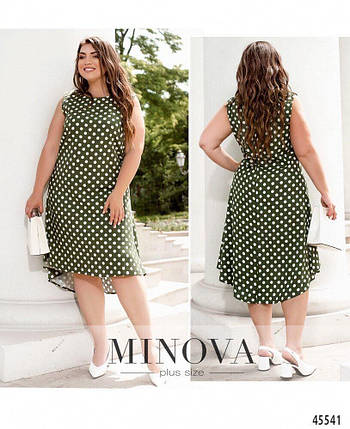 Стильне жіноче плаття в горошок Тканина "Льняне полотно" 48, 50, 52, 54, 56, 58, 60, 62 розмір 48, фото 1
