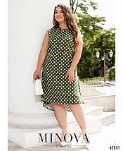 Стильне жіноче плаття в горошок Тканина "Льняне полотно" 48, 50, 52, 54, 56, 58, 60, 62 розмір 48, фото 4