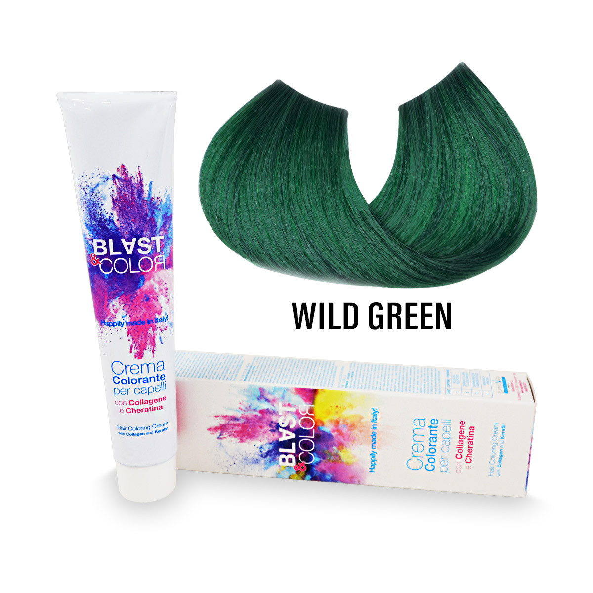 Blast & Color Крем-фарба з колагеном і кератином WIld Green (зелений), 100 мл