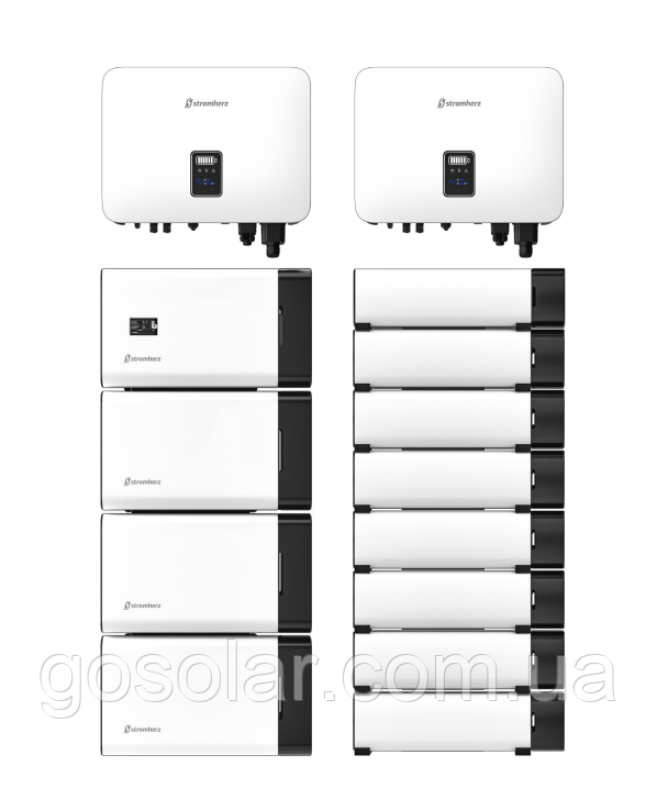 Комплект: гібридний трифазний інвертор Stromherz на 10 кВт S-10KTL-ESS та АКБ LiFePO4 на 6.9 кВт/г