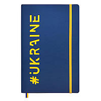 Записная книга А5, 128 листов, точка, обложка искусственная кожа синяя на резинке, #Ukraine