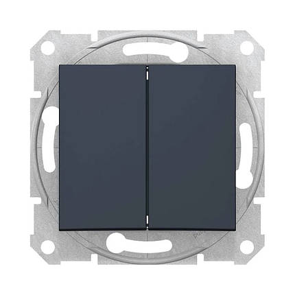 Вимикач Schneider Electric Sedna графіт двоклавішний внутрішній SDN0300170, фото 1