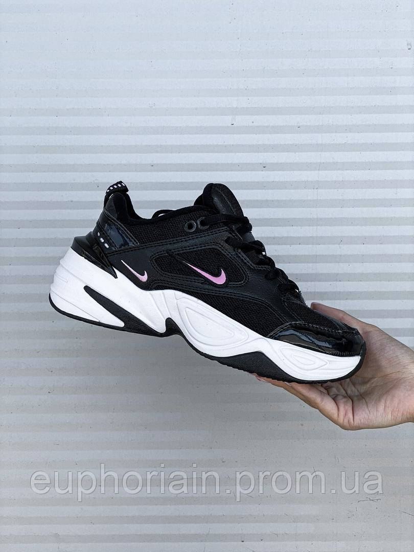 Nike M2K Tekno Black White Pink Logo
