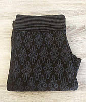Лосины штаны женские трикотаж на флисе батал Легинсы теплые вязанные 1