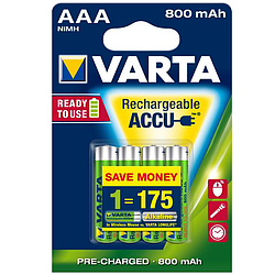 Акумулятор VARTA HR03 ААA минипальчики 800mAh в упаковці 4 шт