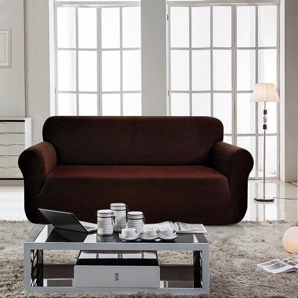 Чохол накидка на 4-місний диван трикотаж жакардовий Homytex Темна вишня, фото 1