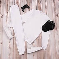 Летний костюм белого цвета мальчику Спортивные брюки и Кофта Мужская модная трикотажная одежда спортивная