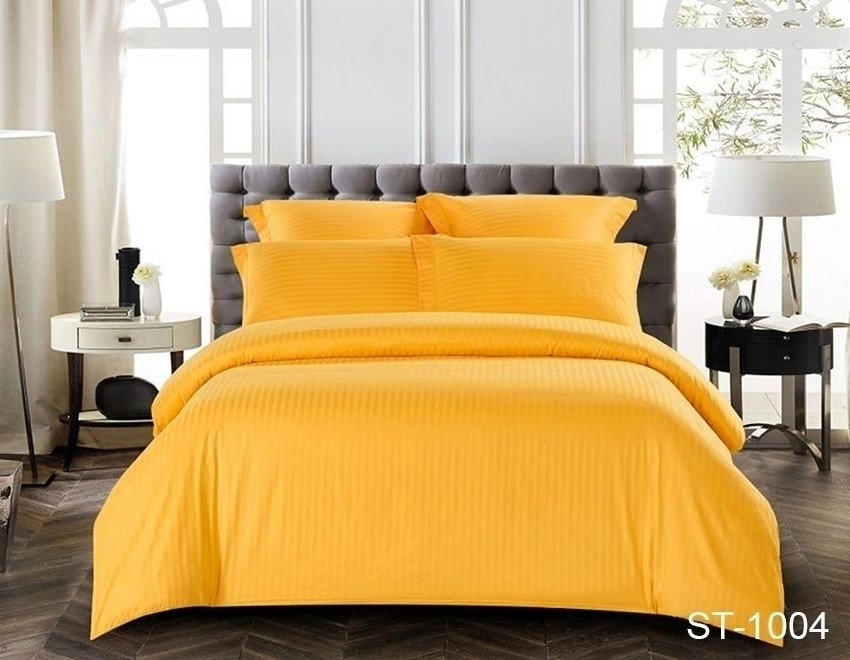 Постільна білизна страйп сатин Помаранчевий, євро комплект