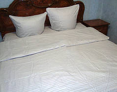 Постільна білизна страйп сатин Світлий сірий, двоспальний комплект