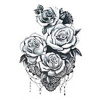 Тату tattoo временное татту наклейка на тело одноразовая куст роз