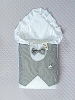 Зимовий конверт на виписку для новонародженого хлопчика. Ковдра (плед) 85*85 см