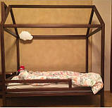 Ліжко дитяче дерев'яне з горизонтальним бортикомм, фото 2