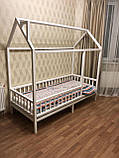 Ліжко дитяче дерев'яне із захисним бортиком Будиночок, фото 2