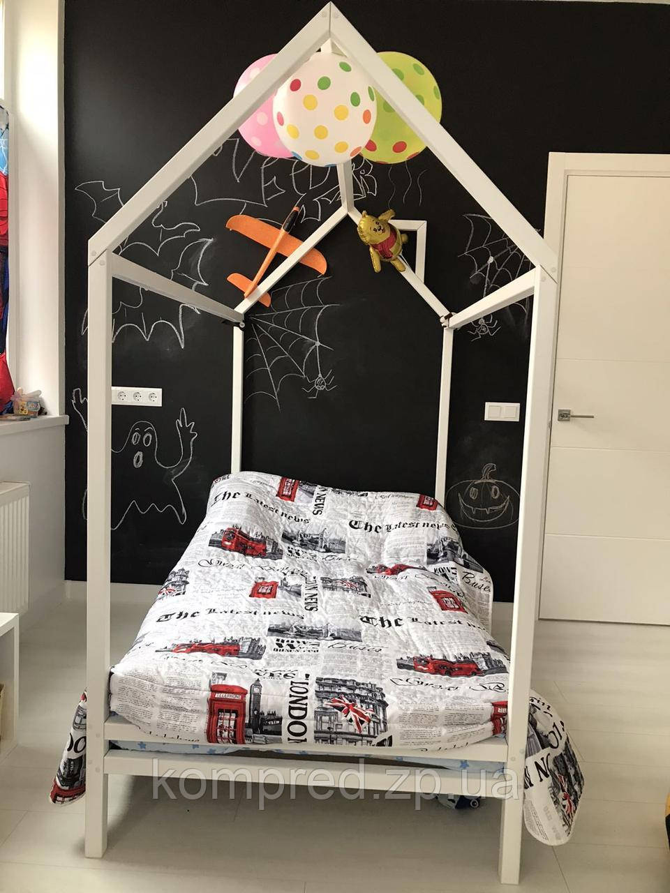 Дитяче дерев'яне ліжко Будинок, фото 1