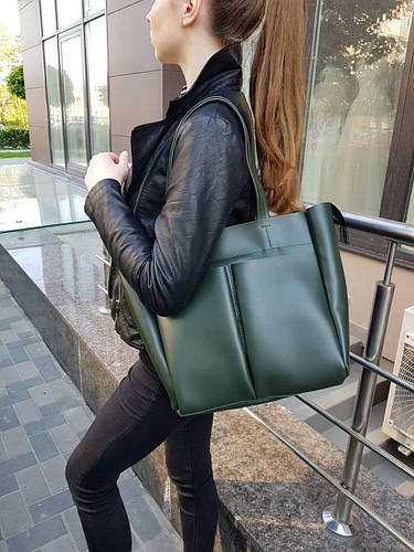 Купить Женская сумка шоппер на молнии зеленого цвета, цена 910 ₴ — Prom ...