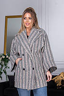 Теплое осеннее пальто женское букле на подкладке с поясом норма и полубатал