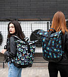 Жіночий чорний рюкзак ролтоп з принтом TRAVEL BAG КАКТУС з тканини для міста та подорожей, фото 3