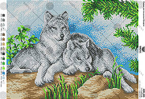 Схема на тканині для вишивки бісером Пара вовків А3Н_165 Вірена