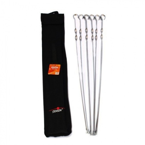 Шампура Stenson в чорному чохлі 6 шт. ХРОМ L 60см