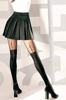 Колготки 60 ден з імітацією панчіх з написом Giulia Trend-Up 60 чорного кольору розміри 2 3 4