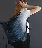 Жіночий блакитний рюкзак ролтоп з принтом TRAVEL BAG MOSAIC з тканини для міста та подорожей., фото 2