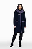 Жіноче демісезонне двоколірне пальто з капюшоном — 2182, фото 2