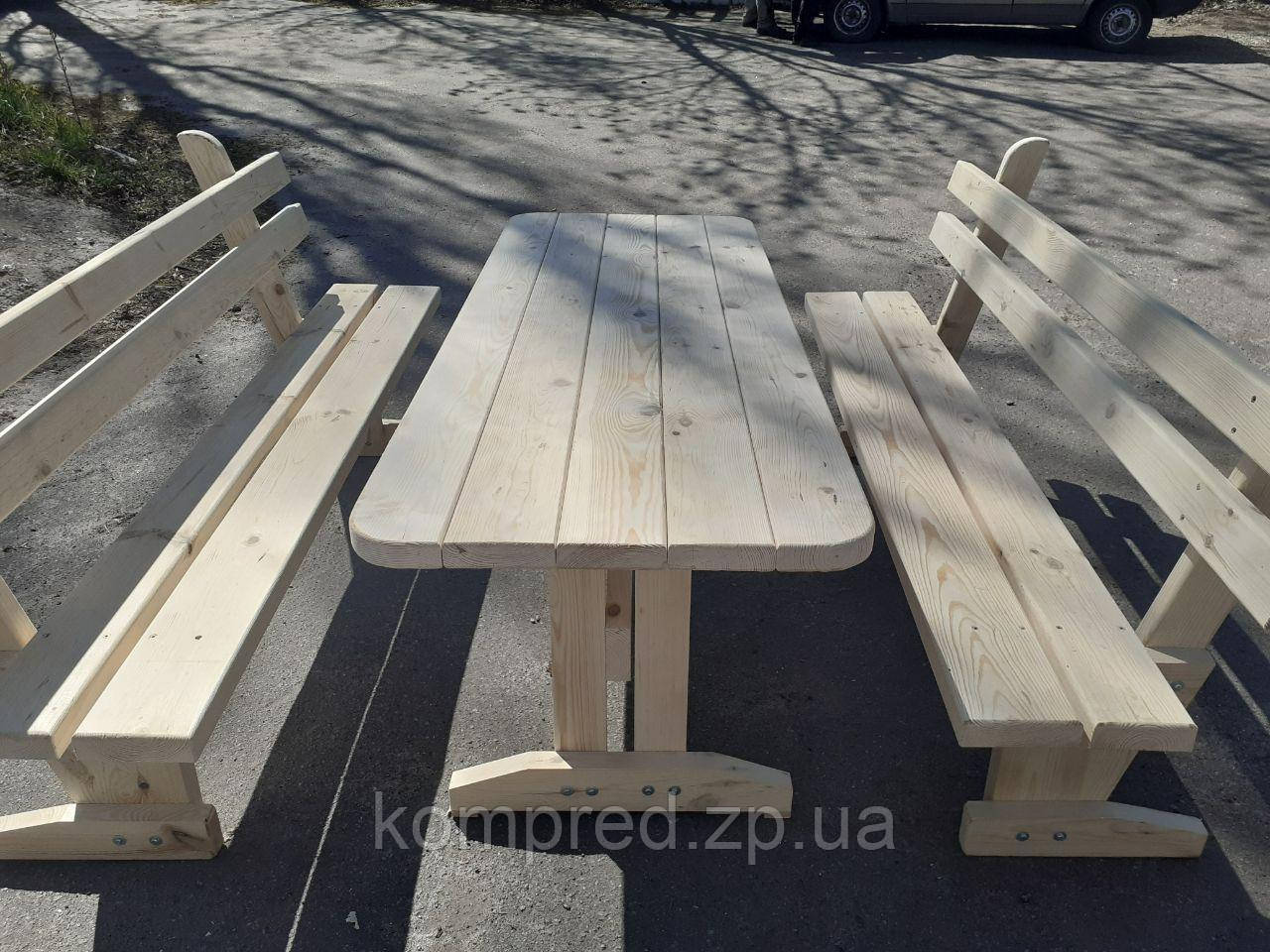 Комплект деревянной мебели стол и две лавки без покраски Стайл 1,95 м - фото 3 - id-p1662062884